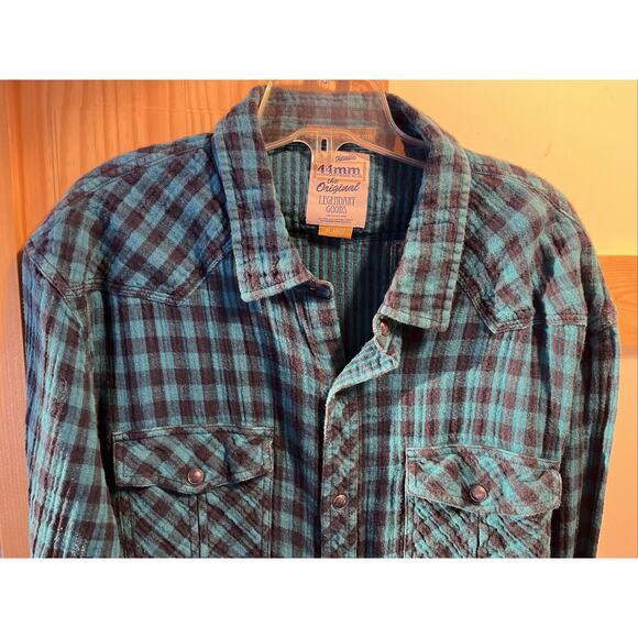 44mm Legendary Work Wear Original Vintage Men’s XL Blue Plaid Snap Button Shirt - Picture 14 of 16